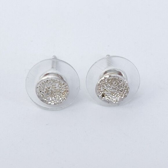 Vintage Sterling Silver 925 Textured Concave Round Stud Earrings - Picture 4 of 6